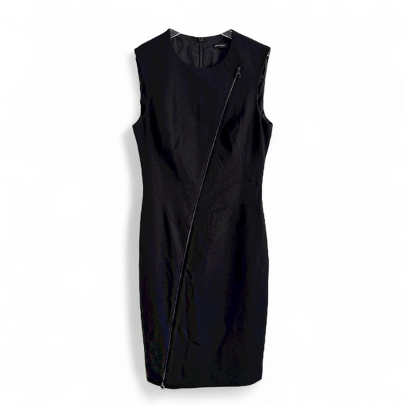 KAREN MILLEN BLACK ZIPPER DETAIL PENCIL  SHEATH DRESS US SZ 8 - Picture 2 of 3